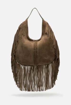 Cartera De Gamuza Flecos Boho