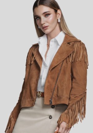 Casaca De Gamuza Biker Flecos